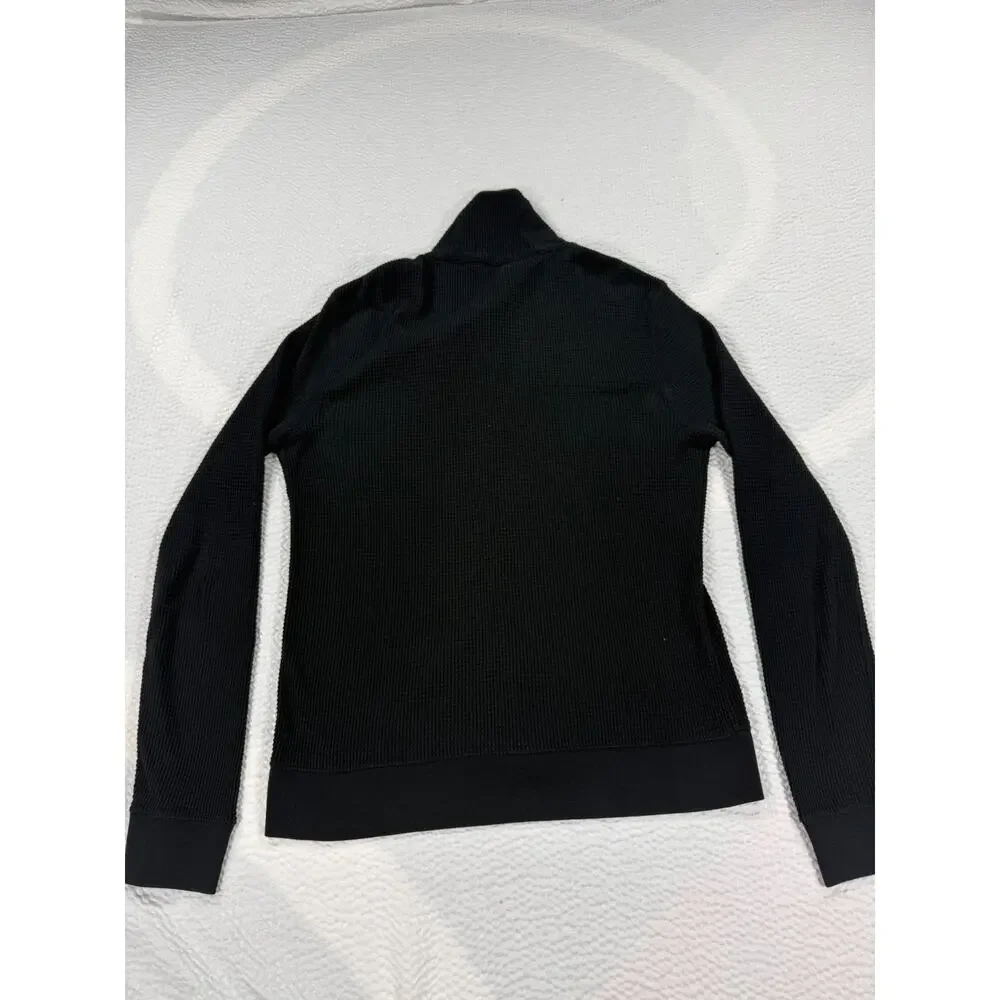Polo Ralph Lauren Sweater Mens Medium Black Shawl Collar Waffle Knit Cardigan